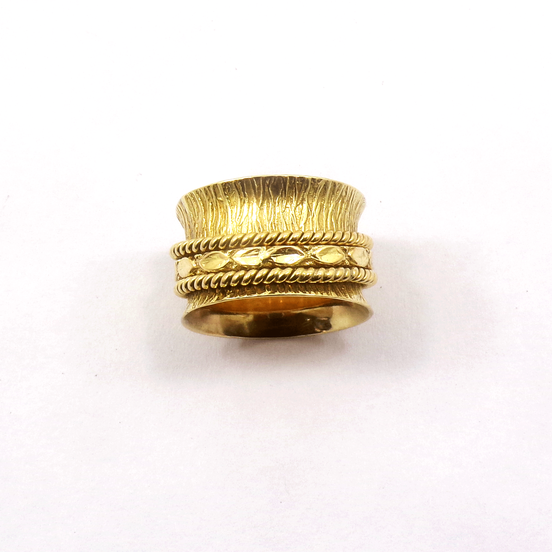 Ring Size - 7 Brass Spinner Ring A - BSPR996 18K Gold Plated Brass Fidget Rings Chunky Wide Band & Wire Spinner Ring